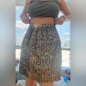 Chic Black and White Floral Midi Skirt